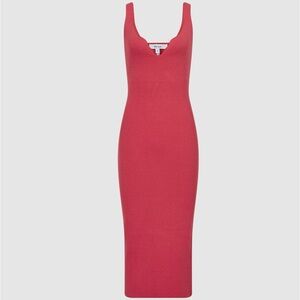 Reiss Dakota Coral Pink Bodycon Dress Sweetheart Neck Knit Size M Cocktail